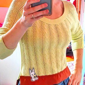 Upcycled one of a kind death bunny cropped sweater, size small